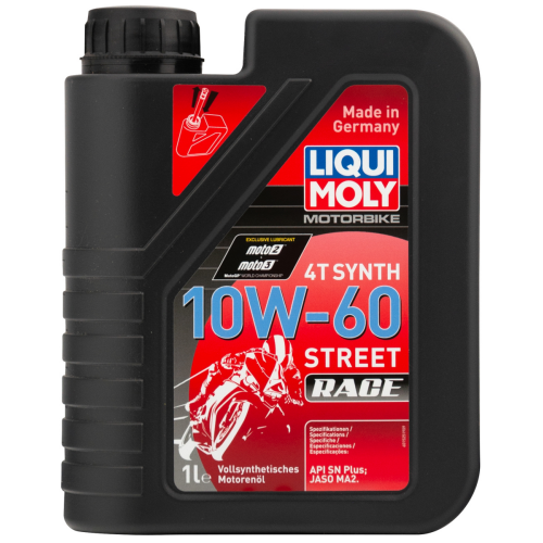 1525 LiquiMoly Синт-ое мот.масло д/4-т.мотоц. Motorbike 4T Synth Street Race 10W-60 SN Plus MA2 (1л) - 1 л