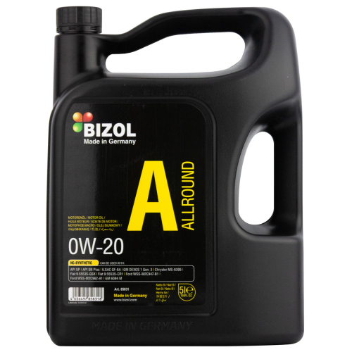 85831 BIZOL НС-синт. мот.масло Allround 0W-20 SP GF-6A (5л) - 5 л