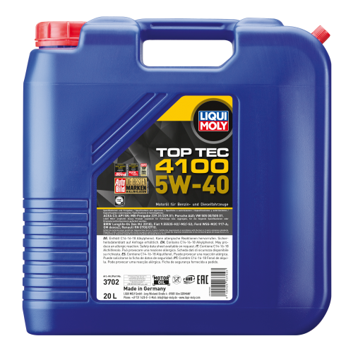 3702 LiquiMoly НС-синт. мот.масло Top Tec 4100 5W-40 SN C3 (20л) - 20 л