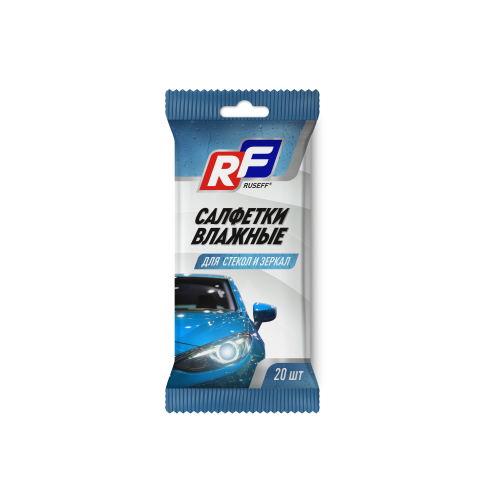 26543N RUSEFF Салфетки влажные для стекол и зеркал (20 шт) - 0,48 л