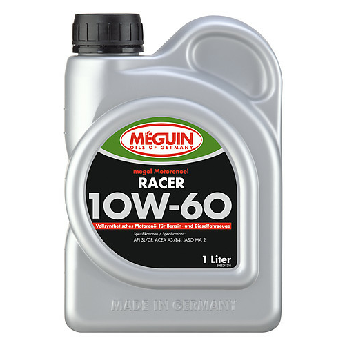 6524 Meguin Синт. мот.масло Megol Motorenoel RACER 10W-60 CF/SN A3/B4 (1л) - 1 л