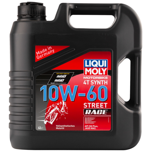 1687 LiquiMoly Синт-ое мот.масло д/4-т.мотоц. Motorbike 4T Synth Street Race 10W-60 SN Plus MA2 (4л) - 4 л