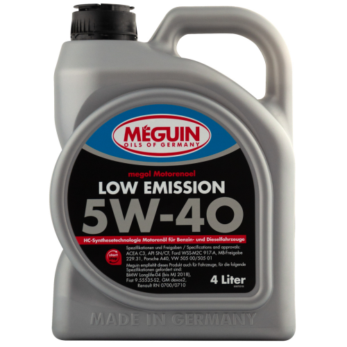 6675 Meguin НС-синт. мот.масло Megol Motorenoel Low Emission 5W-40 CF/SN C3 (4л) - 4 л 6675 Meguin НС-синт. мот.масло Megol Motorenoel Low Emission 5W-40 CF/SN C3 (4л) - 4 л